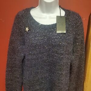 Maison Scotch Womans Navy Crewneck Sweater SzM